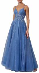 Chloe Blue and Silver Prom Gown